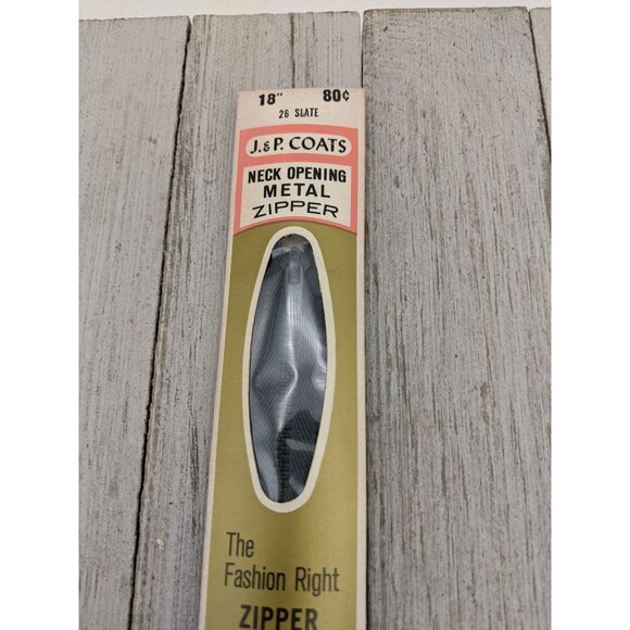 Vintage J&P Coats Neck Opening Metal Zipper 18" Slate 26 - Picture 2 of 4